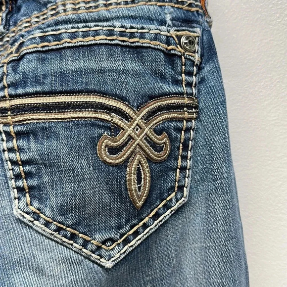 Rock Revival Cameron Easy Straight Leg Embroidered Denim Blue Jeans Womens 28 - Picture 8 of 14